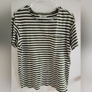 Madewell Green Stripe Tee Size Small